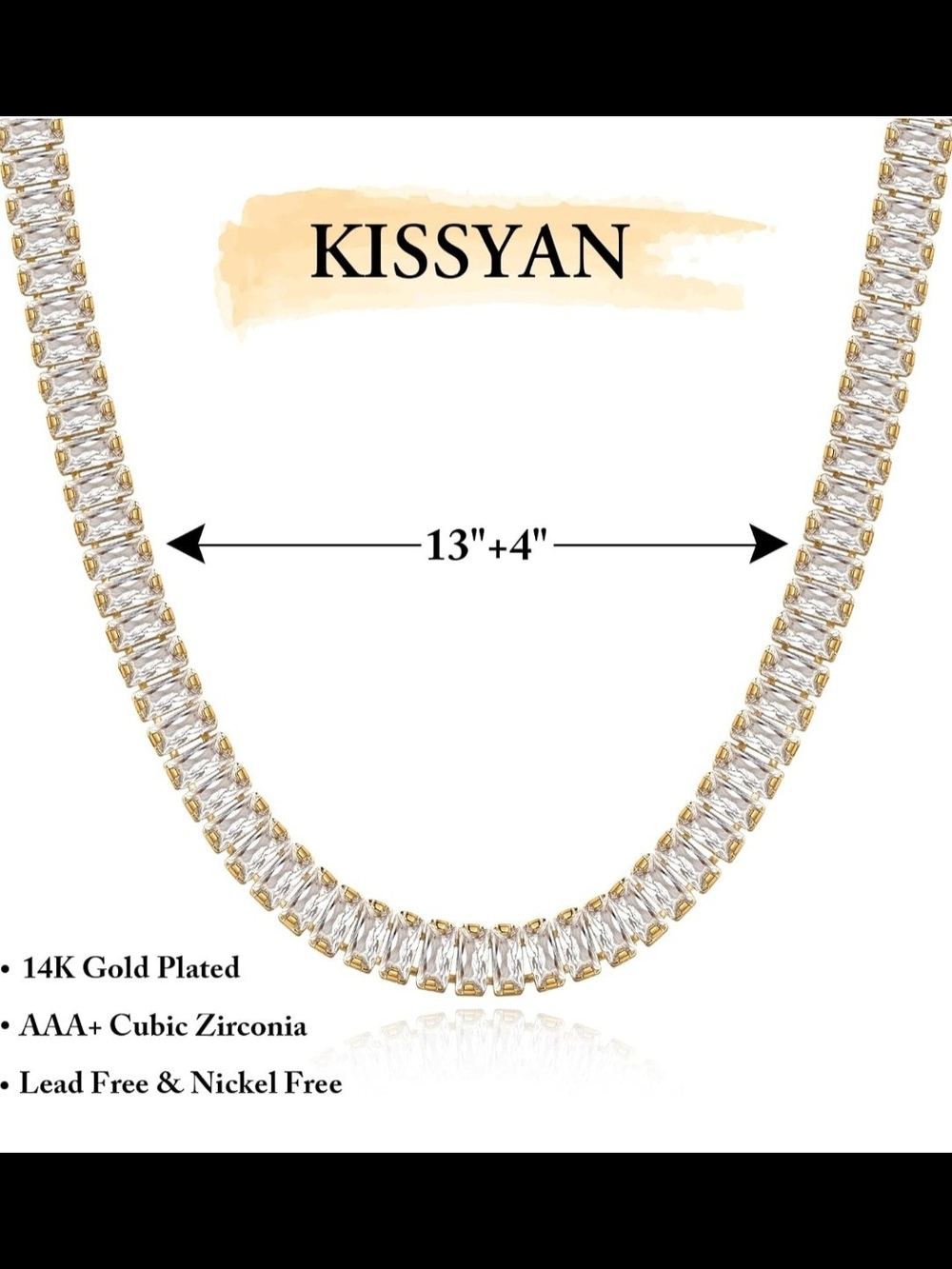Gold Baguette Necklace - Picture 13 of 15